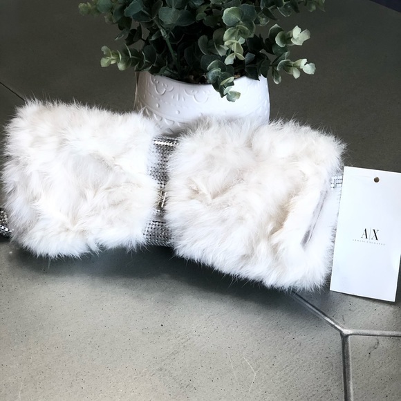 A/X Armani Exchange Handbags - NWT Armani Exchange silver mesh +fur wristlet/bag